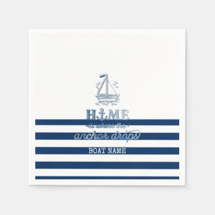 Nautische bootnaam,anker zee marineblauw gestreept servet