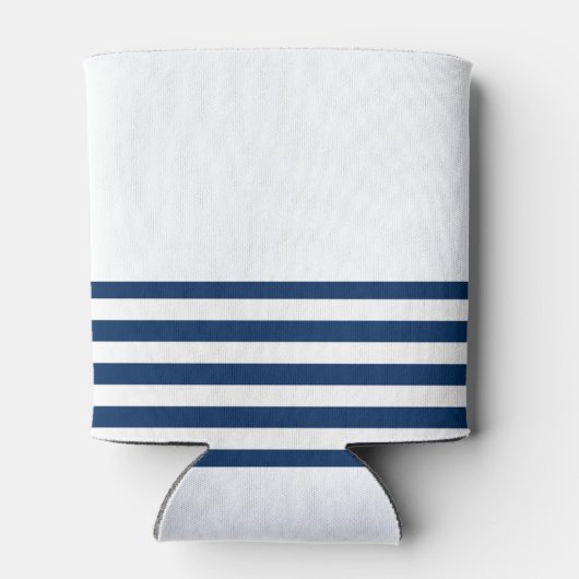 Nautische Bootnaam, Anker Zee Navy Blauw Gestreept Blikjeskoeler (Achterkant)