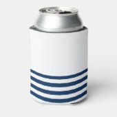 Nautische Bootnaam, Anker Zee Navy Blauw Gestreept Blikjeskoeler (Blikje Achterkant)