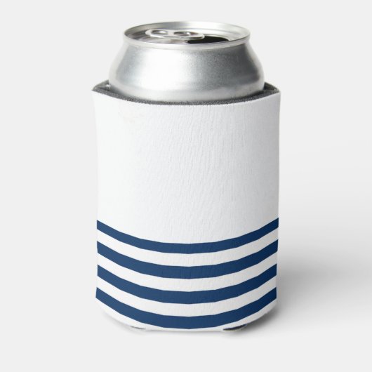 Nautische Bootnaam, Anker Zee Navy Blauw Gestreept Blikjeskoeler (Blikje Achterkant)