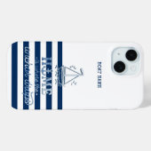 Nautische Bootnaam, Anker Zee Navy Blauw Gestreept Case-Mate iPhone Case (Achterkant (horizontaal))