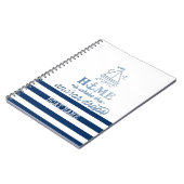 Nautische Bootnaam, Anker Zee Navy Blauw Gestreept Notitieboek (Linkerzijde)