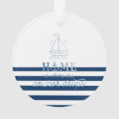 Nautische Bootnaam, Anker Zee Navy Blauw Gestreept Ornament (achterkant)