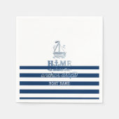 Nautische Bootnaam, Anker Zee Navy Blauw Gestreept Servet (Voorkant)