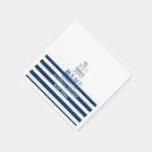 Nautische Bootnaam, Anker Zee Navy Blauw Gestreept Servet (Hoek)