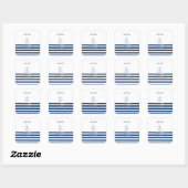 Nautische Bootnaam, Anker Zee Navy Blauw Gestreept Vierkante Sticker (Vel)
