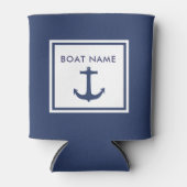 Nautische Bootnaam Blauwe Anker Kapitein Blikjeskoeler (Voorkant)