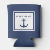 Nautische Bootnaam Blauwe Anker Kapitein Blikjeskoeler (Achterkant)