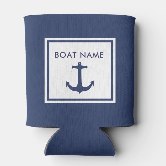 Nautische Bootnaam Blauwe Anker Kapitein Blikjeskoeler (Achterkant)