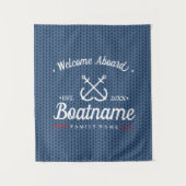 Nautische bootnaam gepersonaliseerde blauwe winter wandkleed (Voorkant)