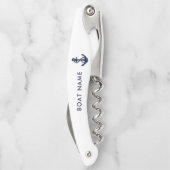 Nautische Bootnaam Marine Blauw Anker Party Custom Kurkentrekker (Achterkant)