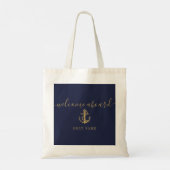 Nautische Bootnaam Marine Blauw Goud Welkom aan bo Tote Bag (Achterkant)
