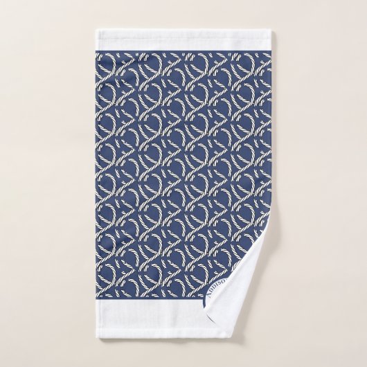 Nautische Bootnaam Marine Blauw Wit Anker n Touw Bad Handdoek (Handdoek)