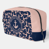 Nautische Bootnaam Plush Navy Ankers Patroon Toilettasje (Rechterhoek)