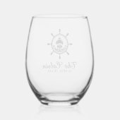 Nautische bootnaam wijnglas zonder voet (Achterkant)