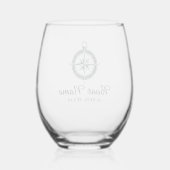 Nautische bootnaam wijnglas zonder voet (Achterkant)