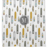 Nautische boten schepen op de rivier ELKE kleur Douchegordijn (Voorkant)