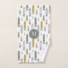 Nautische boten schepen Op de rivier wit w monogra Handdoek