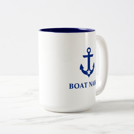 Nautische botnaam Anchor Star Large Tweekleurige Koffiemok (Voorkant rechts)