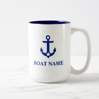 Nautische botnaam Anchor Star Large Tweekleurige Koffiemok