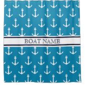 Nautische botnaam lichtblauw ankerpatroon douchegordijn (Voorkant)