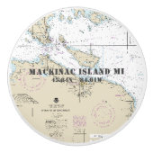 nautische bovenste Michigan breedtegraadgrafiek Keramische Knop (Voorkant)