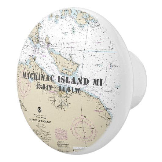 nautische bovenste Michigan breedtegraadgrafiek Keramische Knop (Rechts)