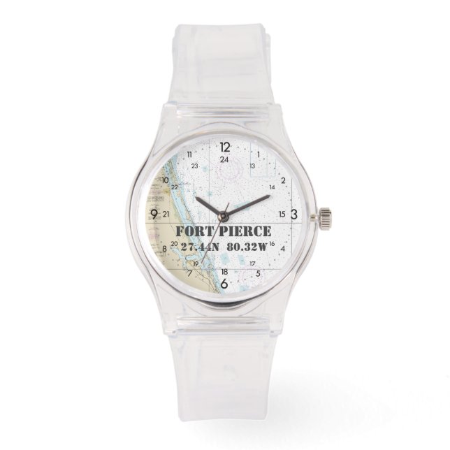 Nautische breedtegraad: Fort Pierce, Florida Horloge (Voorkant)