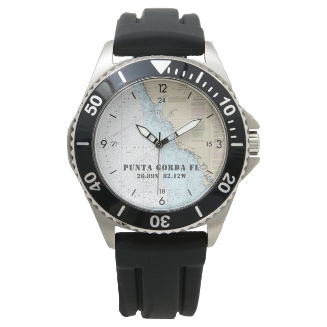 Nautische breedtegraad Lengtegraad Boater's Punta  Horloge (Voorkant)
