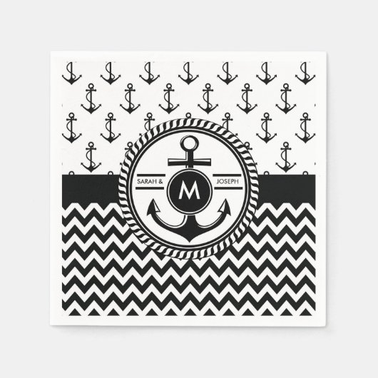 Nautische Bruid en Bruidegom Namen Monogram Servetten (Voorkant)