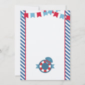 Nautische Bruids Douche Uitnodiging rood en blauw (Achterkant)