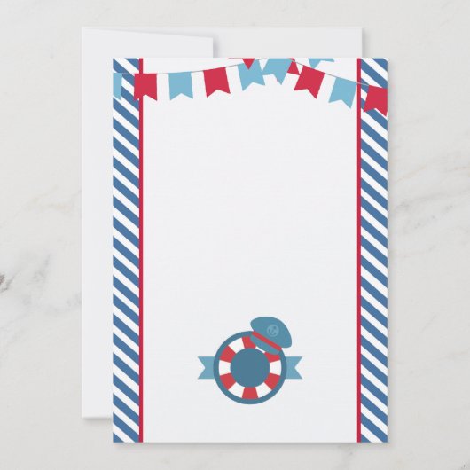 Nautische Bruids Douche Uitnodiging rood en blauw (Achterkant)