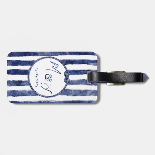 nautische bruiloft aan de kust bagagelabel (Achterkant horizontaal)