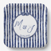 nautische bruiloft aan de kust papieren bordje (Voorkant)