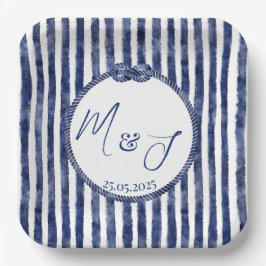 nautische bruiloft aan de kust papieren bordje