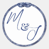 nautische bruiloft aan de kust ronde sticker (Voorkant)