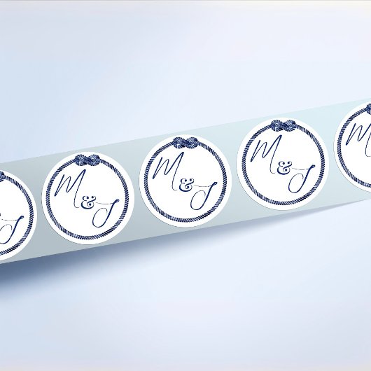 nautische bruiloft aan de kust ronde sticker