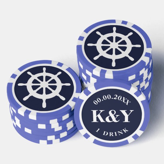 Nautische bruiloft aangepaste drink token poker ch (Opstapeling)