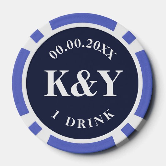 Nautische bruiloft aangepaste drink token poker ch (Achterkant)