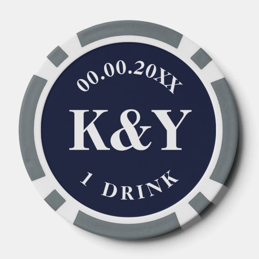 Nautische bruiloft aangepaste poker chip token voo (Achterkant)