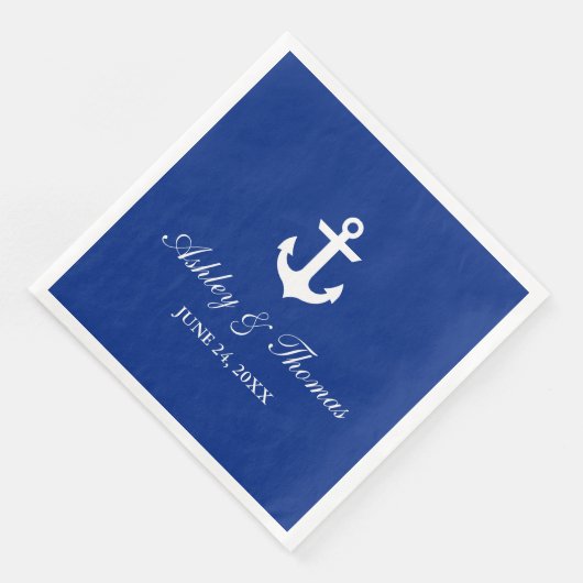 Nautische bruiloft anker blauw D Servet (Hoek)