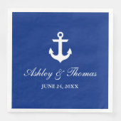 Nautische bruiloft anker blauw D Servet (Voorkant)