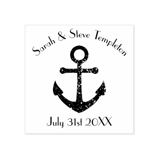 Nautische bruiloft anker bruid en bruidegom stempe rubberstempel (Afrduk)