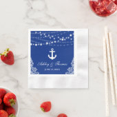 Nautische bruiloft anker lichten & kant blauw C Servet (Insitu)