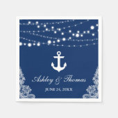 Nautische bruiloft Anker Lights & Lace Marine Blau Servet (Voorkant)