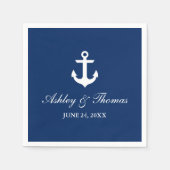 Nautische bruiloft anker marine blauwe cocktail servet (Voorkant)