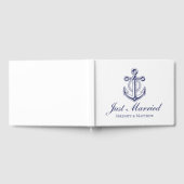 Nautische bruiloft Anker Navy Blue Net Getrouwd Gastenboek (Volledig)