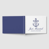 Nautische bruiloft Anker Navy Blue Net Getrouwd Gastenboek (Volledig)