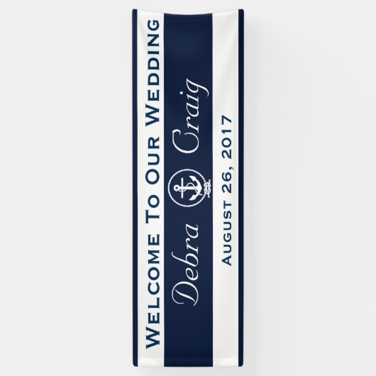 Nautische Bruiloft Banner - 2.5' x 8' (Verticaal)