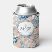 Nautische bruiloft Beach Seashell en Rozen Blikjeskoeler (Blikje Voorkant)